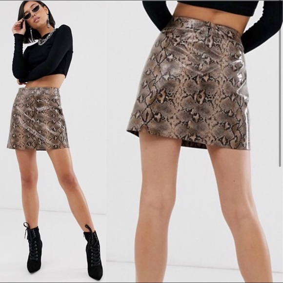 EXPRESS BROWN PYTHON SKIRT   Size 3/4 - Picture 2 of 6